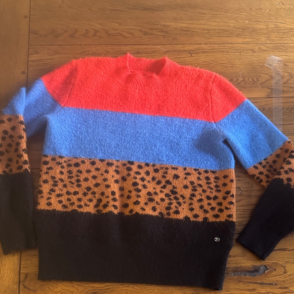 Trendy Boutique Red, Blue, and Brown Sweater